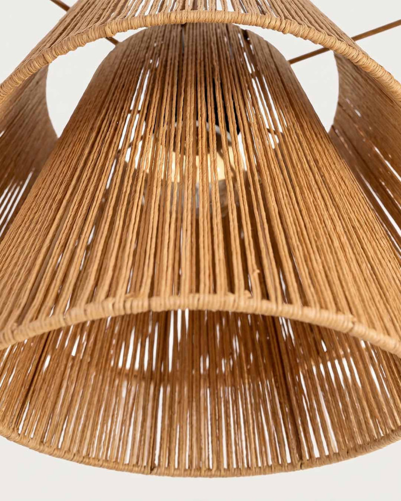 Lámpara techo doble pantalla TANVEL detalle fibras
