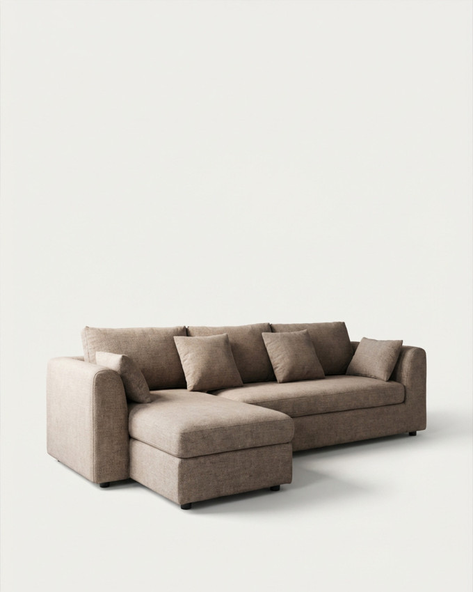 Sofá chaise longe  ULVAN tostado frente  lado