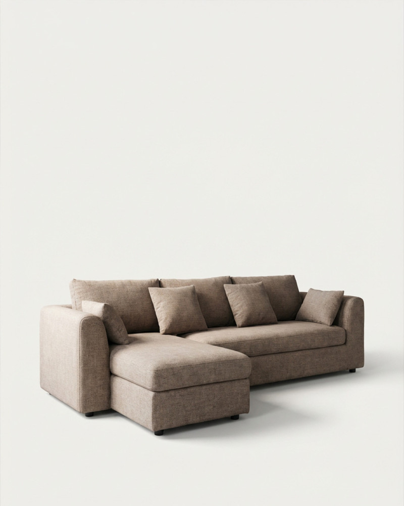 Sofá chaise longe  ULVAN tostado frente  lado