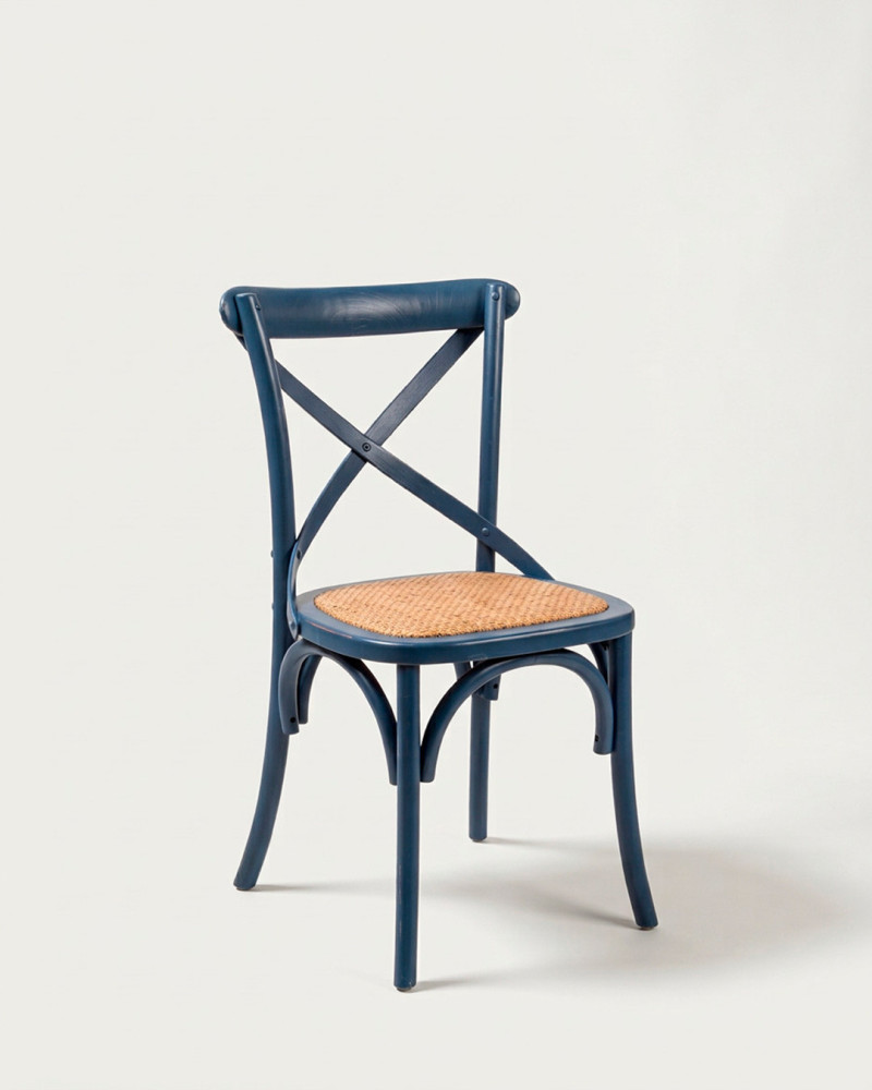 SSlla de madera EREMIS | Diseño vintage en madera de olmo y ratán natural