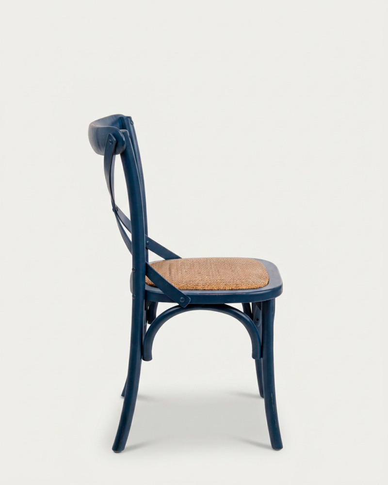 SSlla de madera EREMIS | Diseño vintage en madera de olmo y ratán natural