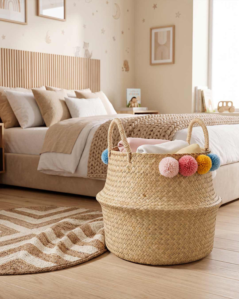 CCsta plegable con pompones | Decoración con estilo artesanal – Rey